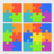 vector modern puzzele set with shadow