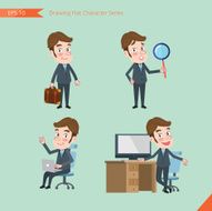 Set of drawing flat character style business office worker activities N2
