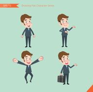 Set of drawing flat character style business office worker activities N3