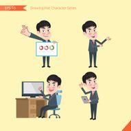 Set of drawing flat character style business office worker activities N6