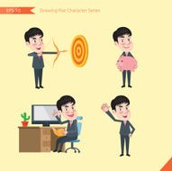 Set of drawing flat character style business office worker activities N7