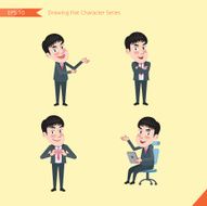 Set of drawing flat character style business concept worker activities