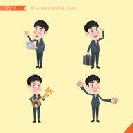 Set of drawing flat character style business office worker activities N8