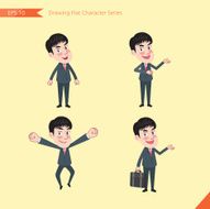 Set of drawing flat character style business office worker activities N9