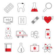 Medicine colored line icons set Vector illustration