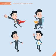 Set of drawing flat character style business offiece worker activities