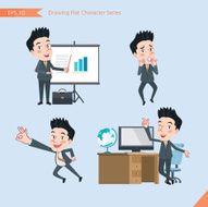 Set of drawing flat character style business office worker activities N10