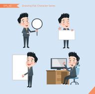 Set of drawing flat character style business office worker activities N11