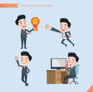 Set of drawing flat character style business office worker activities N12