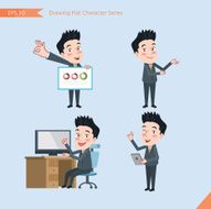 Set of drawing flat character style business office worker activities N13