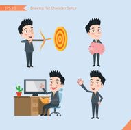 Set of drawing flat character style business office worker activities N14