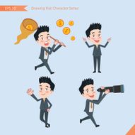 Set of drawing flat character style business office worker activities N15