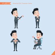 Set of drawing flat character style business office worker activities N16