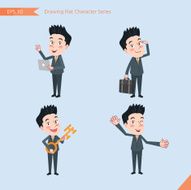 Set of drawing flat character style business office worker activities N17
