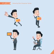 Set of drawing flat character style business office worker activities N18