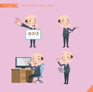 Set of drawing flat character style business bald boss activities