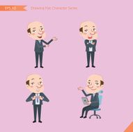 Set of drawing flat character style business bald boss activities N2