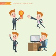 Set of drawing flat character style business office worker activities N20