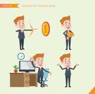 Set of drawing flat character style business office worker activities N21