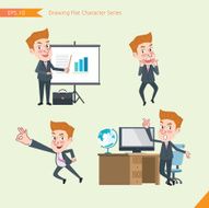 Set of drawing flat character style business office worker activities N22