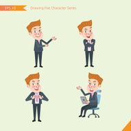 Set of drawing flat character style business office worker activities N25