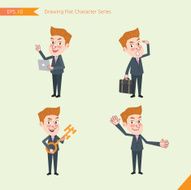 Set of drawing flat character style business office worker activities N26