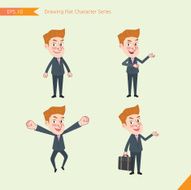 Set of drawing flat character style business office worker activities N27