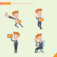 Set of drawing flat character style business office worker activities N28