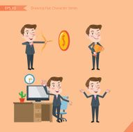 Set of drawing flat character style business office worker activities N31