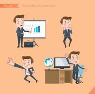 Set of drawing flat character style business office worker activities N33