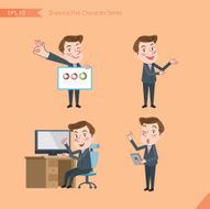 Set of drawing flat character style business office worker activities N34