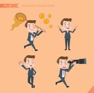 Set of drawing flat character style business office worker activities N35