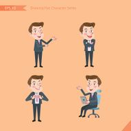 Set of drawing flat character style business office worker activities N36