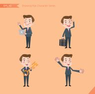 Set of drawing flat character style business office worker activities N37