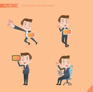 Set of drawing flat character style business office worker activities N39