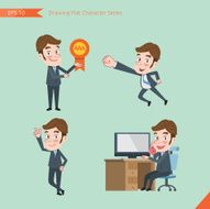 Set of drawing flat character style business office worker activities N43