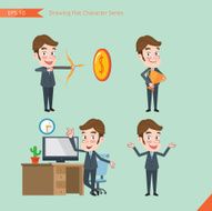Set of drawing flat character style business office worker activities N44
