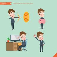 Set of drawing flat character style business office worker activities N47