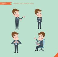 Set of drawing flat character style business office worker activities N48