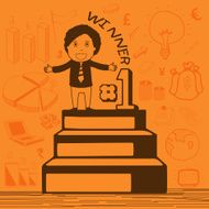 Creative businessman on winning podium