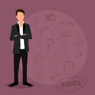 Young businessman with various infographic elements N3