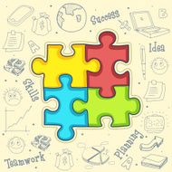 Stylish creative business infographic elements with puzzle