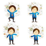 Creative businessman with various infographic elements