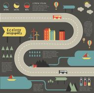 Ecological infographic elements with city view