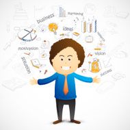 Young businessman with various infographic elements N4