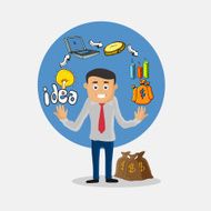 Creative business infographic elements with young men N2