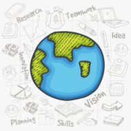 Mother earth globe with various business elements
