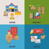 Warehousing and Logistic Delivery banners vector set