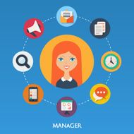 Manager character illustration icons Vector flat style
