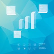 Column graph infographics template Low polygonal background Simple line icons
